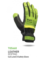 Traffi TG5660 Green Aramid Gloves, Size 11, Leather Coating