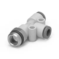 Camozzi, G7442 10-3/8 10 mm Push-in, Brass, Technopolymer Pneumatic Tee Threaded-to-Tube Fitting, 10 mm G 3/8 in