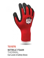 Traffi TG1070 Red Acrylic Gloves, Size 11, Nitrile Foam Coating