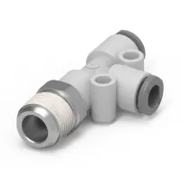 Camozzi, G7440 12-3/8 12 mm Push-in, Brass, Technopolymer Pneumatic Tee Threaded-to-Tube Fitting, 12 mm R 3/8 in
