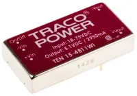 TRACOPOWER TEN 15WI DC/DC Converter, 5.1V/ 2950 mA, 75V dc Input, 18V Input 15 W, PCB, 85 °C Max Temp -40 °C Min Temp,