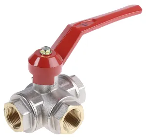 RS PRO Brass 3-Way, Reduced Bore, Ball Valve