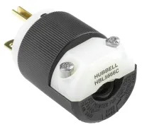 Hubbell USA Mains Plug Black, 15A, Cable Nylon, 250V, Screw