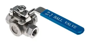 RS PRO Stainless Steel Threaded Threaded 3-Way, L Port, BSPP 68 bar, Ball Valve