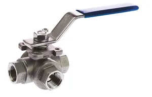 RS PRO Stainless Steel Threaded Threaded 3-Way, BSPP 68 bar, Ball Valve