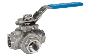 RS PRO Stainless Steel Threaded Threaded 3-Way, T Port, BSPP 68 bar, Ball Valve