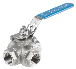 RS PRO Stainless Steel Threaded Threaded 3-Way, T Port, BSPP 68 bar, Ball Valve