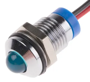 RS PRO Blue Panel Mount Indicator, 2V dc, 20mA, Lead Wire Termination, IP67, Prominent