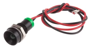 RS PRO Green Panel Mount Indicator, 2V dc, Lead Wire Termination, IP67, Recessed
