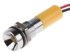 RS PRO Yellow Panel Mount Indicator, 12V dc, 20mA, Lead Wire Termination, IP67, Recessed