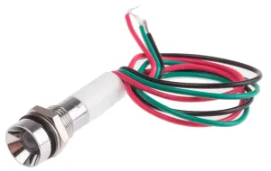 RS PRO Panel Mount Indicator, 12V dc, Lead Wire Termination, IP67, Recessed