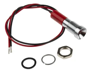 RS PRO Red Panel Mount Indicator, 24V dc, 20mA, Lead Wire Termination, IP67, Recessed
