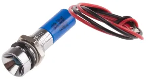 RS PRO Blue Panel Mount Indicator, 24V dc, 20mA, Lead Wire Termination, IP67, Recessed