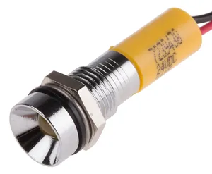 RS PRO Yellow Panel Mount Indicator, 24V dc, 20mA, Lead Wire Termination, IP67, Recessed
