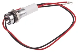 RS PRO White Panel Mount Indicator, 24V dc, 20mA, Lead Wire Termination, IP67, Recessed