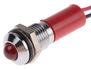 RS PRO Red Panel Mount Indicator, 12V dc, 20mA, Lead Wire Termination, IP67, Prominent