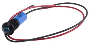 RS PRO Blue Panel Mount Indicator, 12V dc, Lead Wire Termination, IP67, Prominent