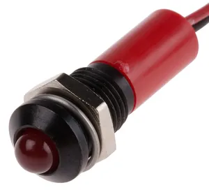 RS PRO Red Panel Mount Indicator, 24V dc, 20mA, Lead Wire Termination, IP67, Prominent