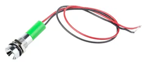RS PRO Green Panel Mount Indicator, 220V ac, 3mA, Lead Wire Termination, IP67, Recessed