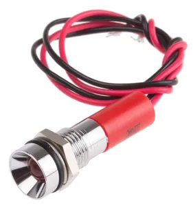 RS PRO Red Panel Mount Indicator, 220V ac, 3mA, Lead Wire Termination, IP67, Recessed