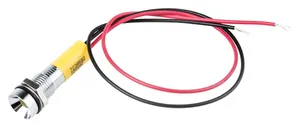 RS PRO Yellow Panel Mount Indicator, 220V ac, Lead Wire Termination, IP67, Recessed