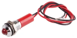 RS PRO Red Panel Mount Indicator, 110V ac, 6mA, Lead Wire Termination, IP67, Prominent