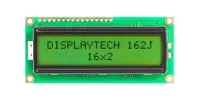 Displaytech 162J Alphanumeric LED LCD Monochrome Display, Yellow, Green on Green, Yellow, 2 x 16