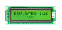 Displaytech 162K Alphanumeric LED LCD Monochrome Display, Yellow, Green on Green, 2 x 16