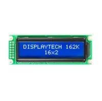 Displaytech 162K Alphanumeric LED LCD Monochrome Display, White on Blue, 2 x 16