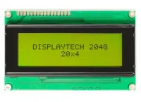 Displaytech 204 g Alphanumeric LED LCD Monochrome Display, Green, Yellow on Green, 20 Characters x 4 Lines