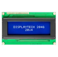 Displaytech 204 g Alphanumeric LED LCD Monochrome Display, Yellow, Green on Blue, 2 x 16