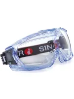 SINGER SAFETY EVAG Safety Glasses, Anti-Fog, Anti-Scratch, Clear, Blue Polycarbonate Lens, Polyvinyl Chloride