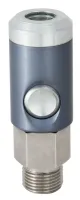 RS PRO Aluminium, Brass, Steel Pneumatic Quick Connect Coupling, 1/4 in Male G Single Shut Off (One Side Is with Valve)