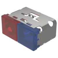 EAO Indicator Lens Rectangular Style, Blue, Red, 38 mm Long