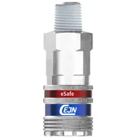 CEJN Zinc Plated Steel Esafe Vented Safety Coupling, R 3/8 in Male ISO